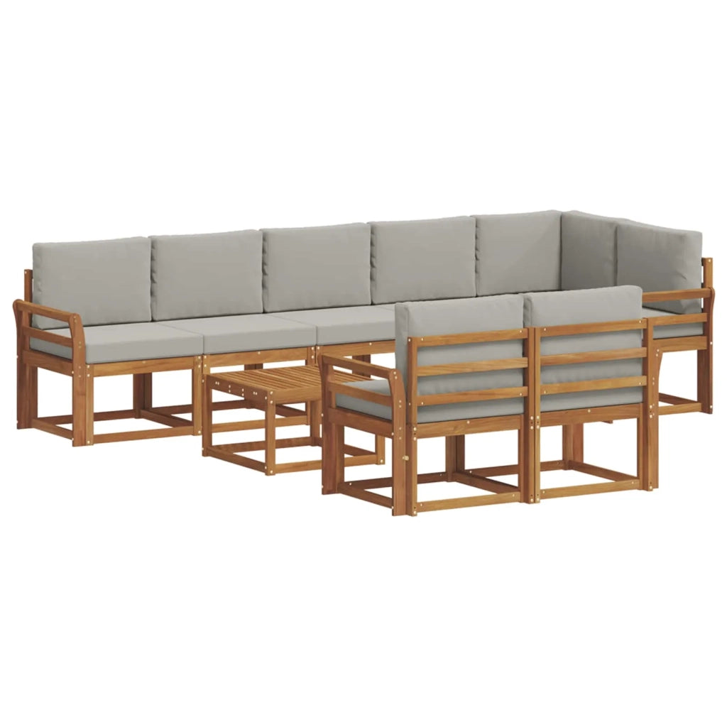 Set di divani da esterno 9 pcs Grigio Naturale e Chiaro 3366604