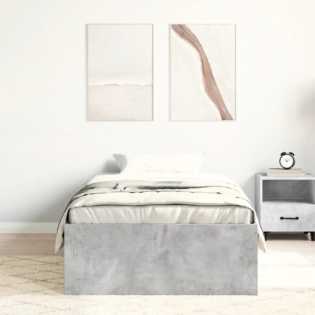 Letto singolo | Letto per adulti | Giroletto Grigio Cemento 100x200 cm