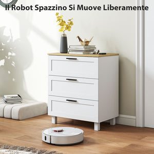 Cassettiera 3 Cassetti Moderna 60x38x71 cm in Legno Bianca e color Legno