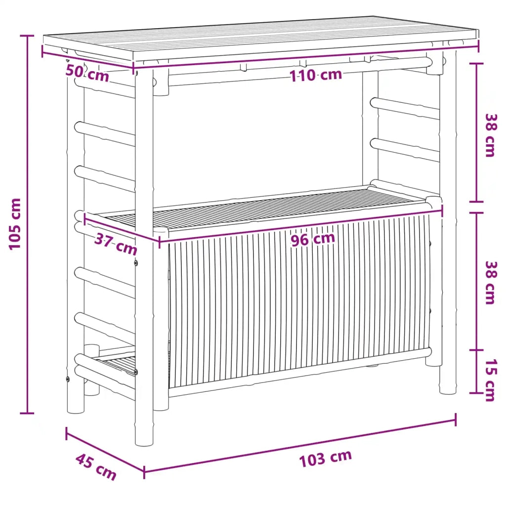 Tavolo da bar da esterno Naturale 110 x 50 x 105 cm Bambù 42028063