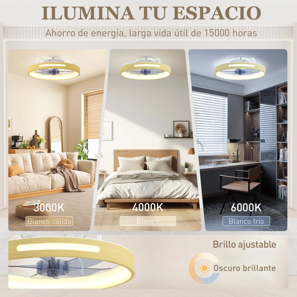 Ventilatore a Soffitto con Luce LED 40W ¨C zephmum ¨C 6 Velocit¨¤ 3 Colori Telecomando