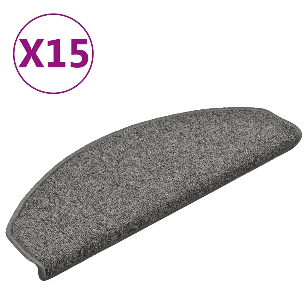 Tappetini per scale 15 pz 65x24x4 cm Grigio scuro Semicircolari Grandi 322369