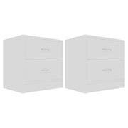 Comodini Bianchi 2 pz-Set di 2 Tavolino da notte 40x30x40 cm in Legno Multistrato