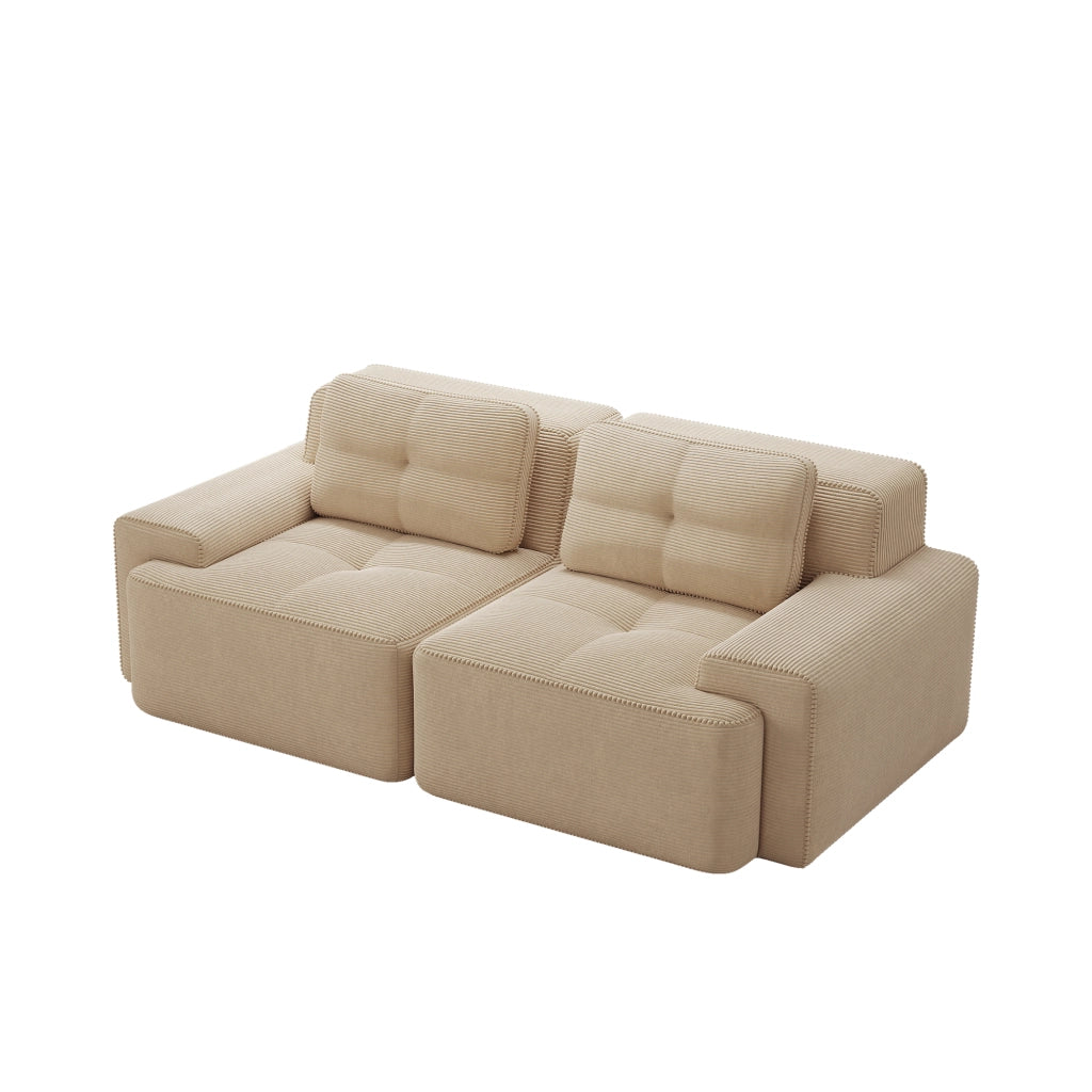 Divano Modulare Boneless ¨C Xylo ¨C Velluto a Coste, Beige, Loveseat