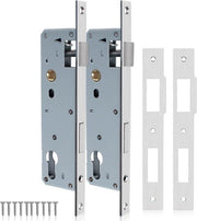 Chiusura a mortasa in acciaio inossidabile 9240 92MM corpo di chiusura al centro 40MM distacco posteriore corpo di chiusura satinato nichelatura per serrature porte interne ed esterne - Set di 2 pezzi