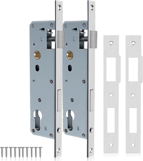 Chiusura a mortasa in acciaio inossidabile 9240 92MM corpo di chiusura al centro 40MM distacco posteriore corpo di chiusura satinato nichelatura per serrature porte interne ed esterne - Set di 2 pezzi