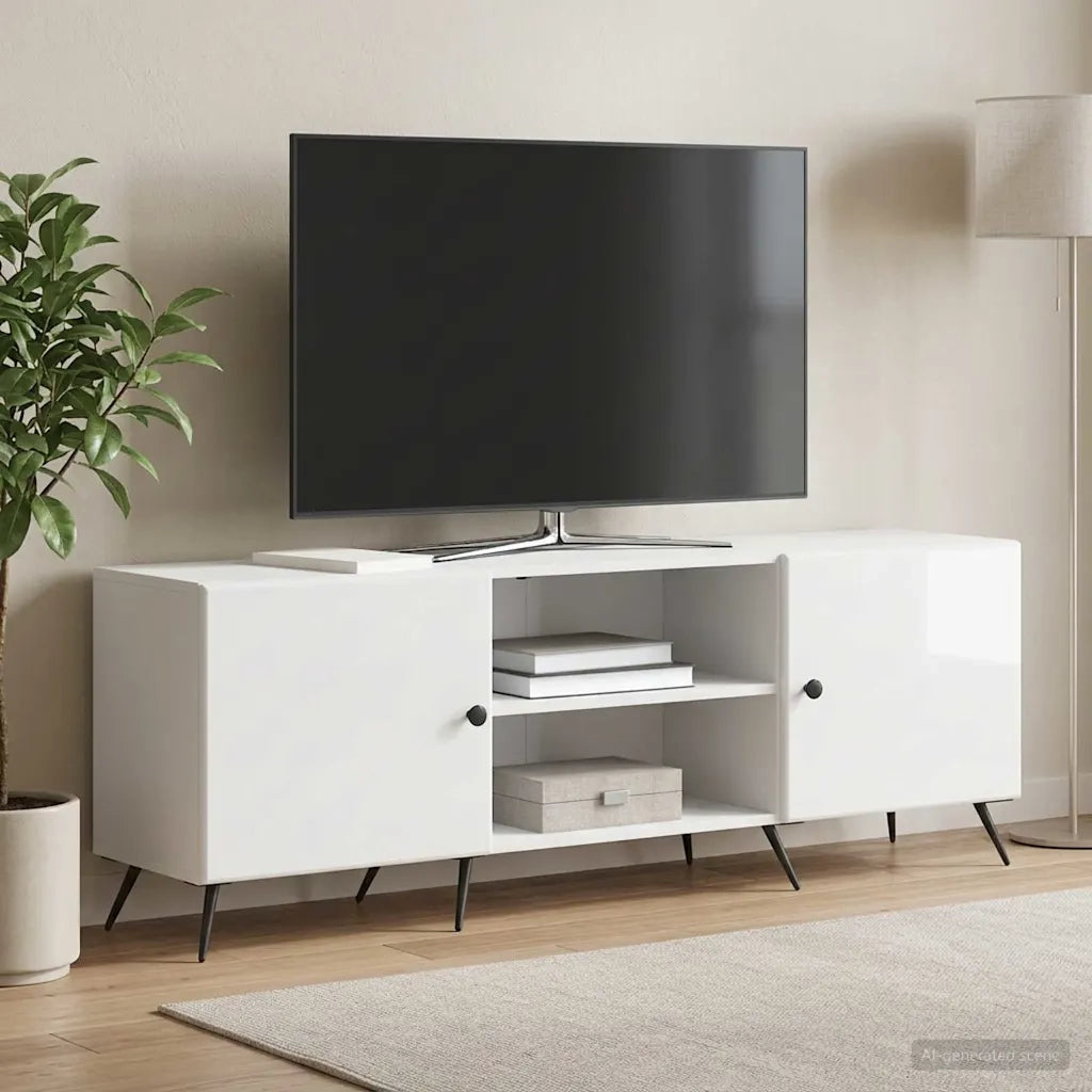 Mobile TV Bianco Lucido 150 x 31 x 50 cm Legno ingegnerizzato 895609