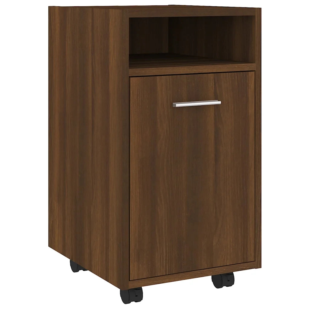 Mobiletto con Ruote Rovere Marrone 33x38x60cm Legno Multistrato 815854