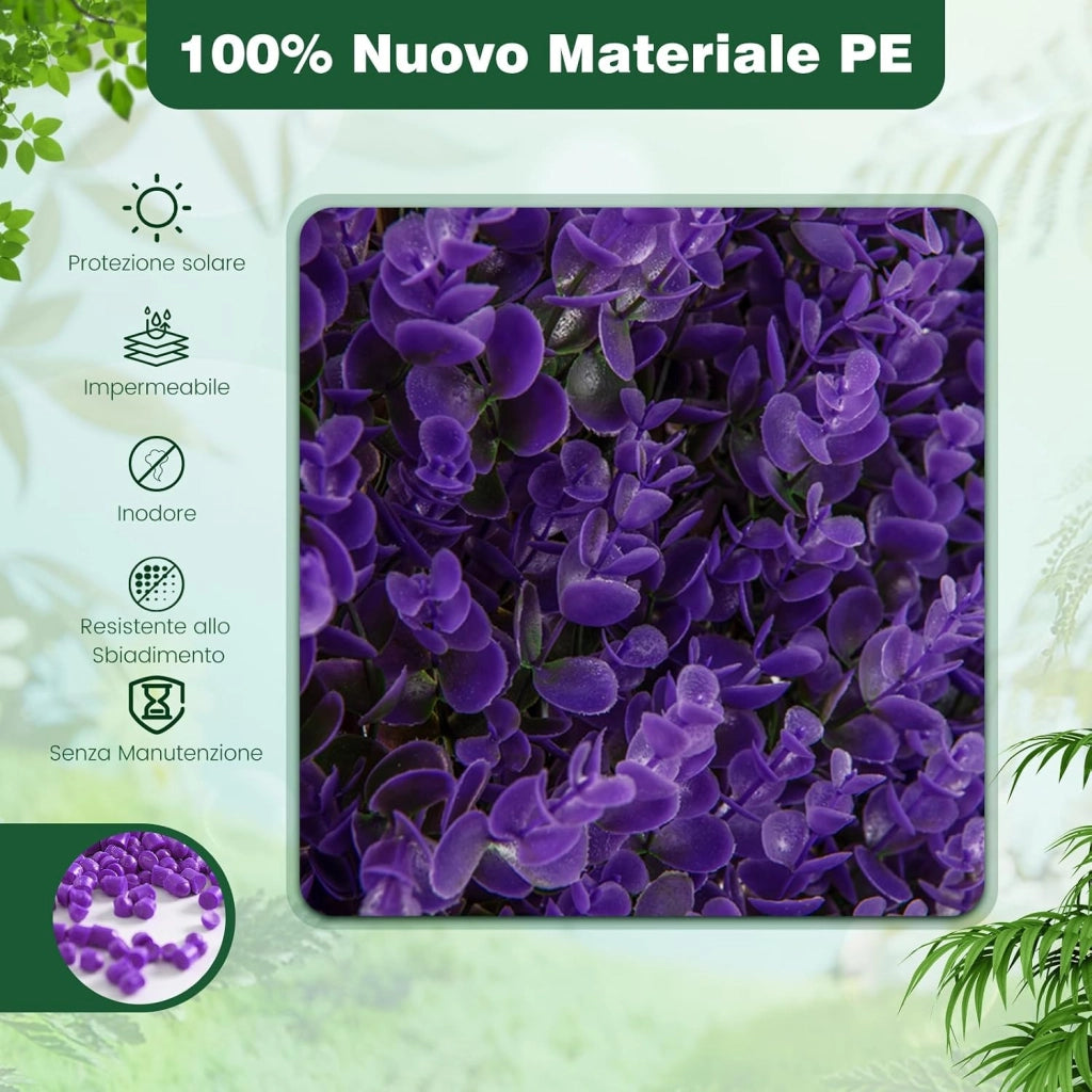 Pianta Finta da Esterno ed Interno, Pianta Artificiale per Decorazione Festa e Matrimonio da Salotto, Balcone e Giardino, Siepe Artificiale ed Estensibile (Vimini di eucalipto viola)
