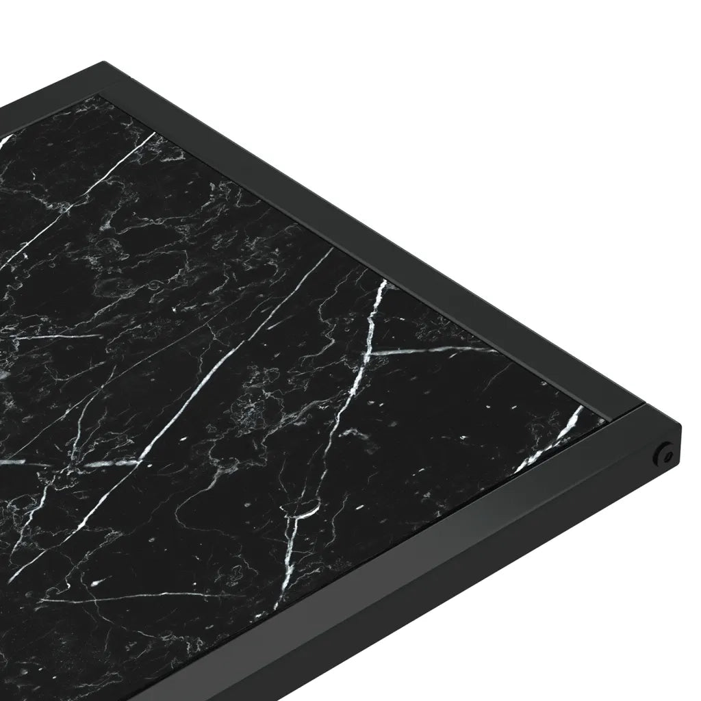 Tavolino per Computer-Tavolino da soggiorno-Tavolo Marmo Nero 50x35x65 cm Vetro Temperato 600212