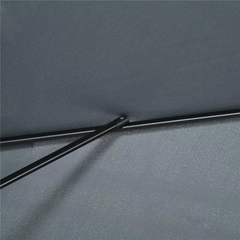 OMBRELLONE RETTANGOLARE 2X3 M PIEGHEVOLE E REGOLABILE CON MANOVELLA IN ALLUMINIO E POLIESTERE GRIGIO SCURO