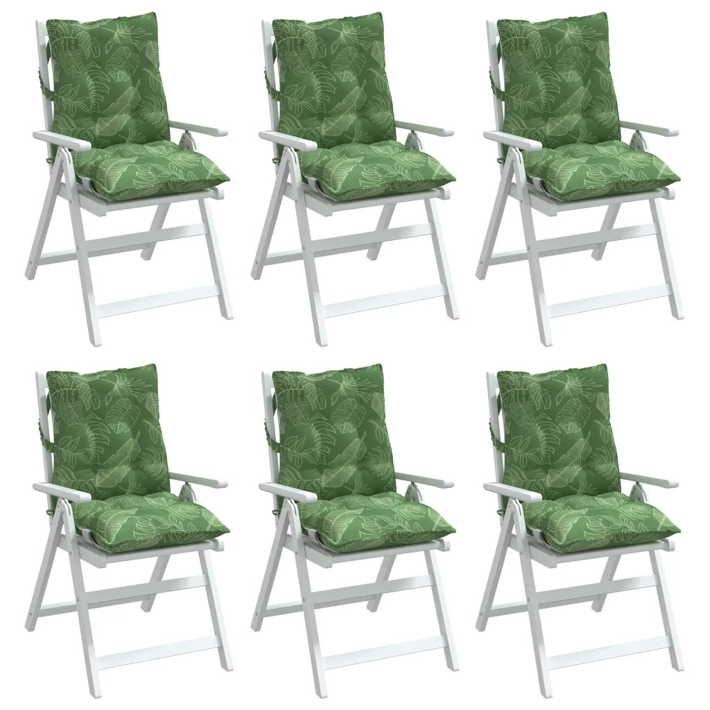 Cuscini Sedia Schienale Basso 6 pz Motivo Foglie Tessuto Oxford 377730