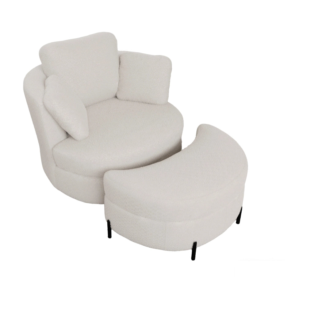 Poltrona XXL con Pouf Contenitore ¨C Xylo ¨C Ecopelle Bianca, Cuscini, Relax