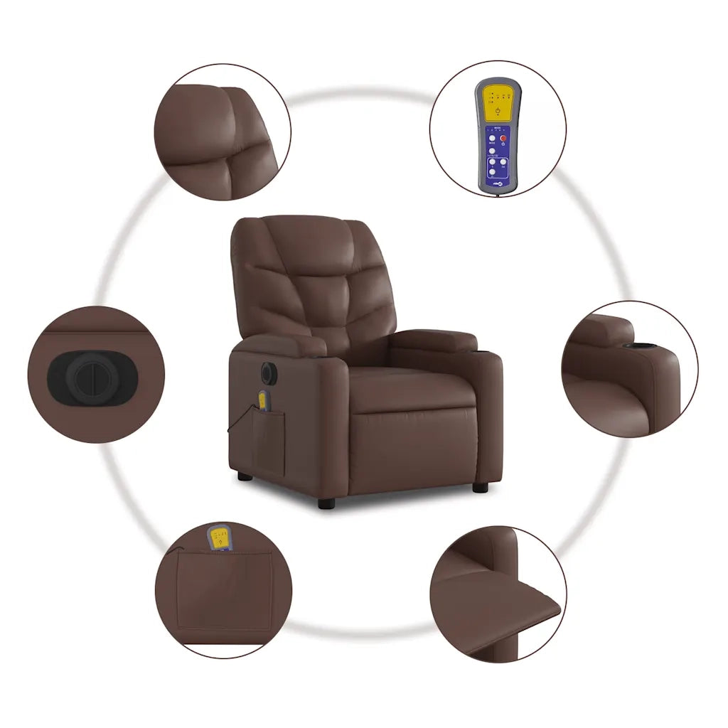 Poltrona Massaggiante | Sedia Relax Elettrica Marrone in Similpelle