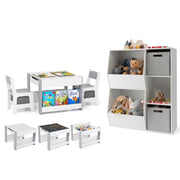 Set da tavolo e sedie per bambini e mobile portagiochi per bambini in legno, Tavolo attivit¨¤ 4 in 1 e libreria a cubi-Per i bambini