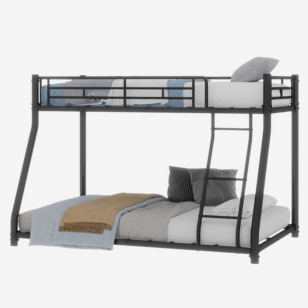 Letto a castello 90 × 190 cm et 140 × 190 cm con scala, parapetti alti, senza materasso, in metallo nero