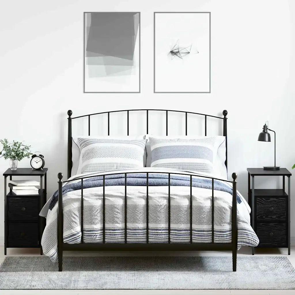 Set di 2 Comodini | Armadio da Notte | Mobiletto da notte con cassetto Rovere nero 30 x 60 x 60 cm