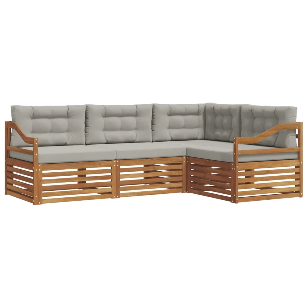 Set di divani da esterno 4 pcs Grigio Naturale e Chiaro