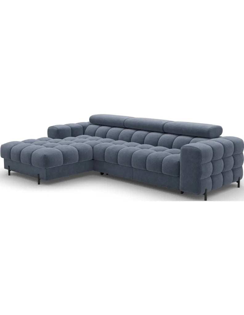 Divano angolare sinistro convertibile Blu design elegante 285x99x181cm FILTRO