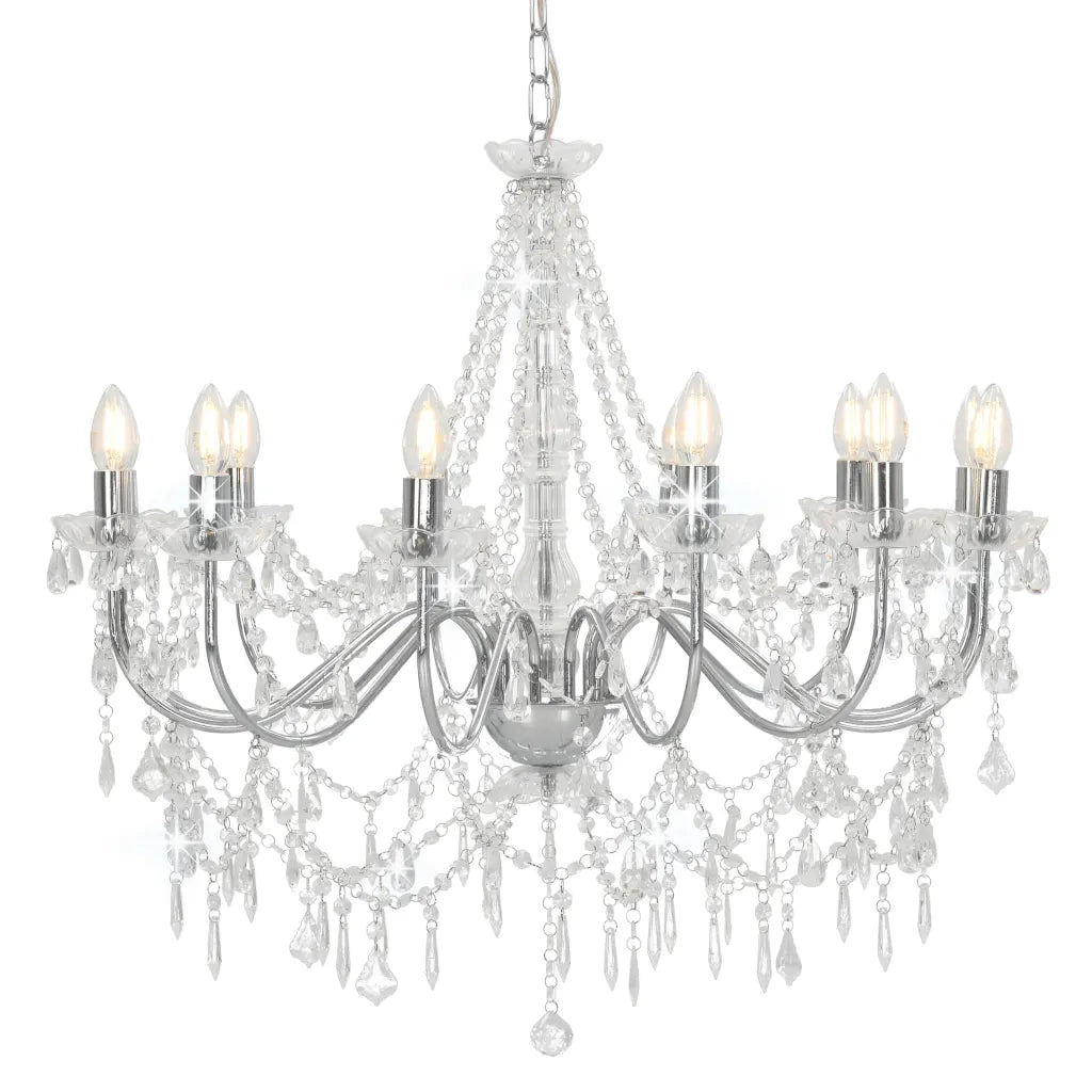 Lampadario a sospensione dal design antico 80 x 75 cm con 12 lampadine personalizzabili in metallo argentato. Codice articolo: 02_0046416.
