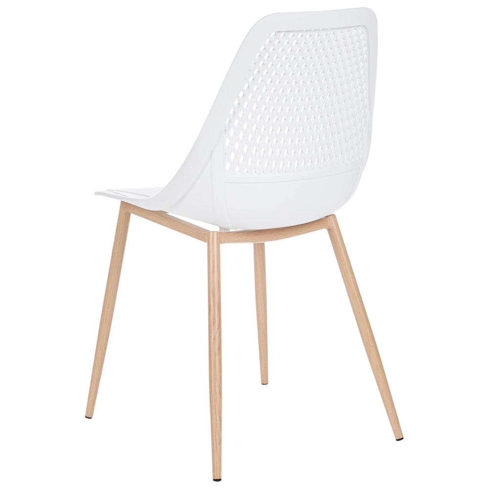 Set di 4 sedie da pranzo Seduta sintetica bianca Gambe in metallo Seduta moderna semplice e minimalista