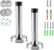 Blocco Porta a Parete - Montaggio a Viti - RVS - Adesivo Auto-Attaccante - Set a 2 Pezzi - 12 cm