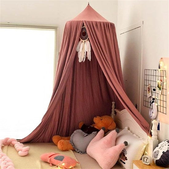 Culla per bambini, rete per bambini, bordo, tenda per bambini, bambine, principesse, cotone, tenda per letto per giocare, leggere, camera da letto, camera da toeletta (rosa)