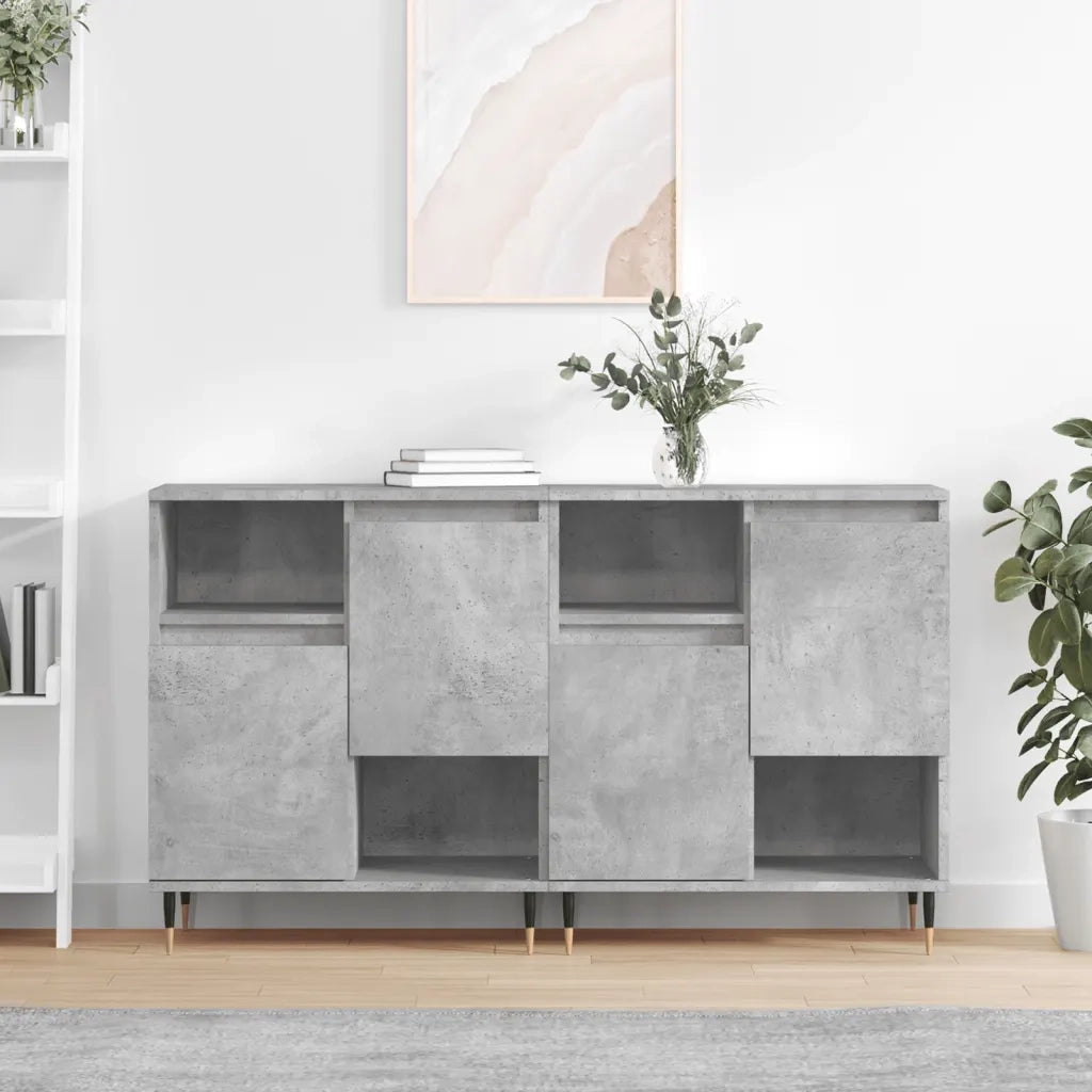 Credenze 2 pz | Madia | Buffet da pranzo | Armadio da pranzo Grigio Cemento in Legno Multistrato