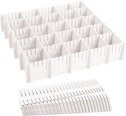 24-set di dividers per cassetti, dividers per cassetti, dividers per cassetti, organizzatori per cassetti regolabili, dividers bianchi, contenitori per l'uso di biancheria intima, calze, cosmetici, camera da letto (37 cm)