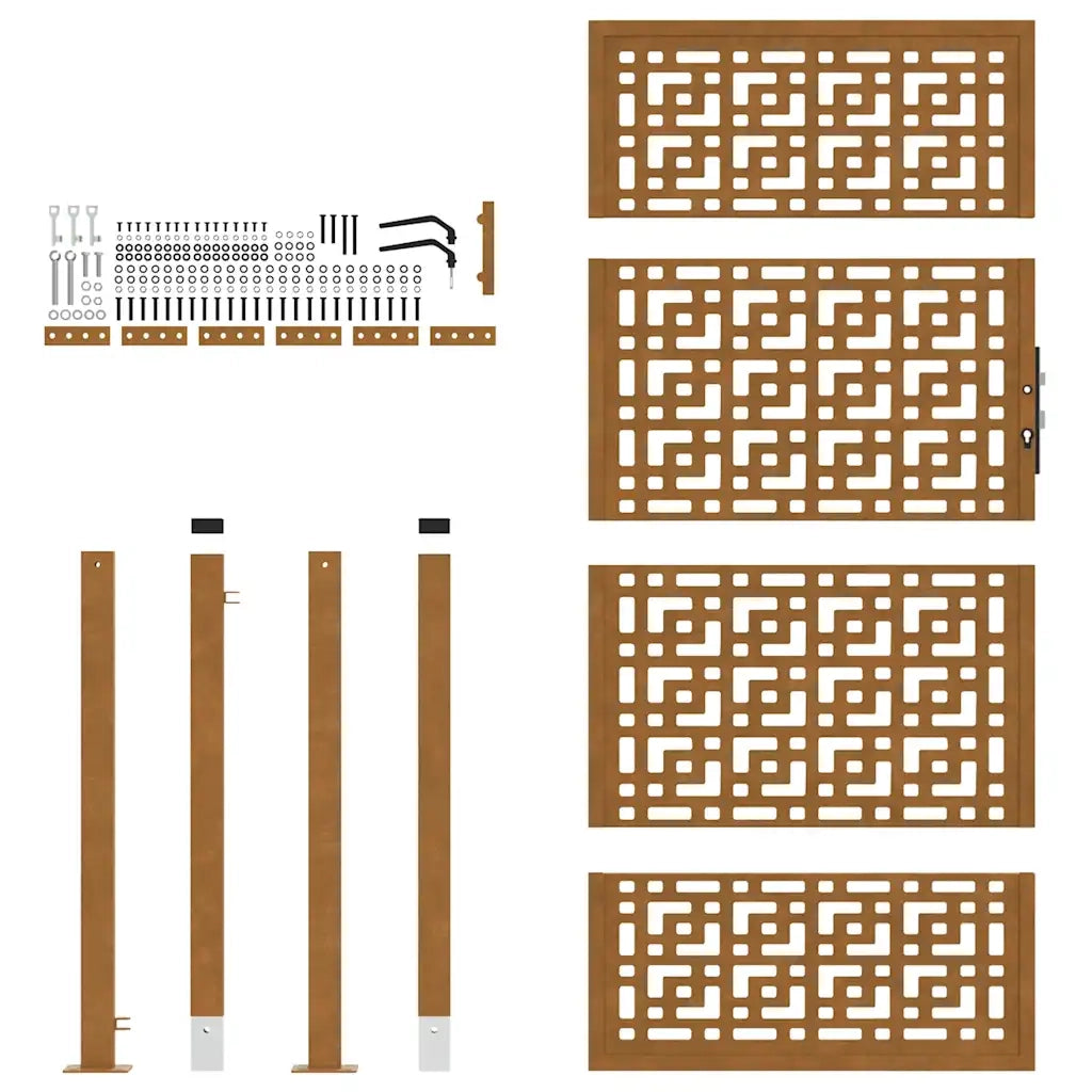 vidaXL Cancello da Giardino 105x180 cm Acciaio Corten Design a Croce