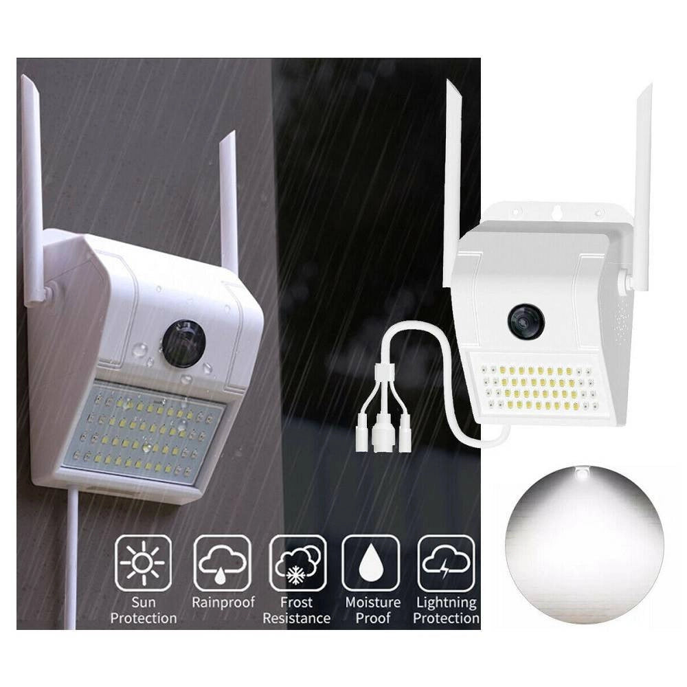 Trade Shop - Ip Camera Wifi Esterno 3mp 1080p Led Lampada Solare Ip66 Telecamera Cam Microsd -