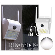 Trade Shop - Ip Camera Wifi Esterno 3mp 1080p Led Lampada Solare Ip66 Telecamera Cam Microsd -