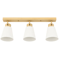 Lampadario da Soffitto con 3 Punti Luce Regolabili a 90° e Attacchi E27 in Acciaio e Vetro Color Legno