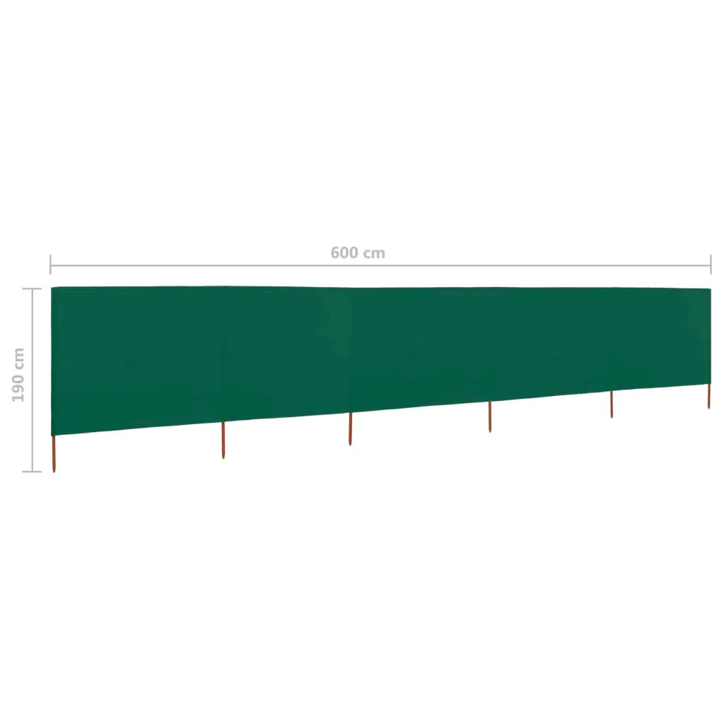 Schermo divisorio in tessuto a 5 pannelli 600 x 160 cm verde 02_0008829