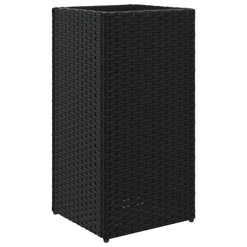Fioriera da Giardino Nero 30x30x60 cm in Polyrattan 366410