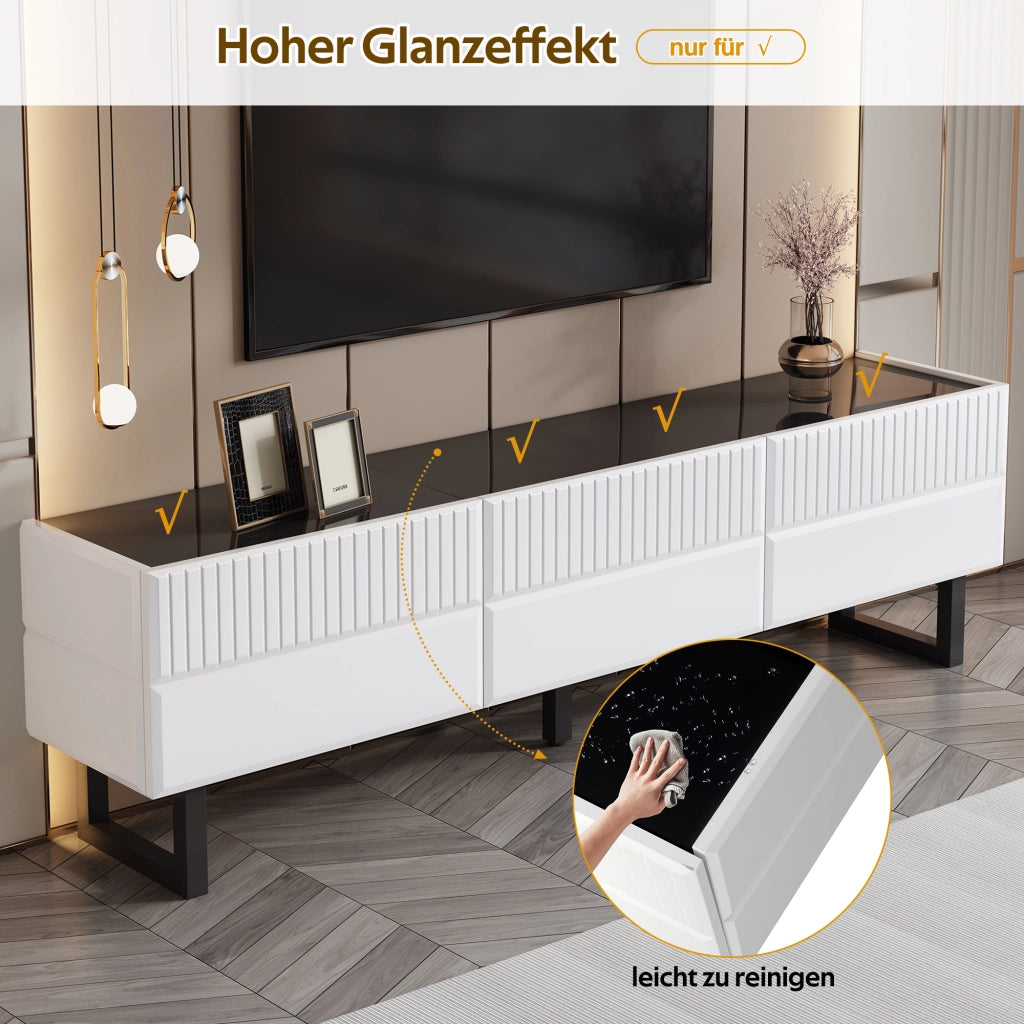 MOBILE TV contenitore 170x35x47 cm MDF e PB Nero/Bianco