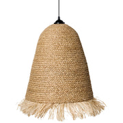 Lampada a sospensione in giacinto d'acqua naturale e fibra di banano intrecciata in stile bohémien, fatta a mano
