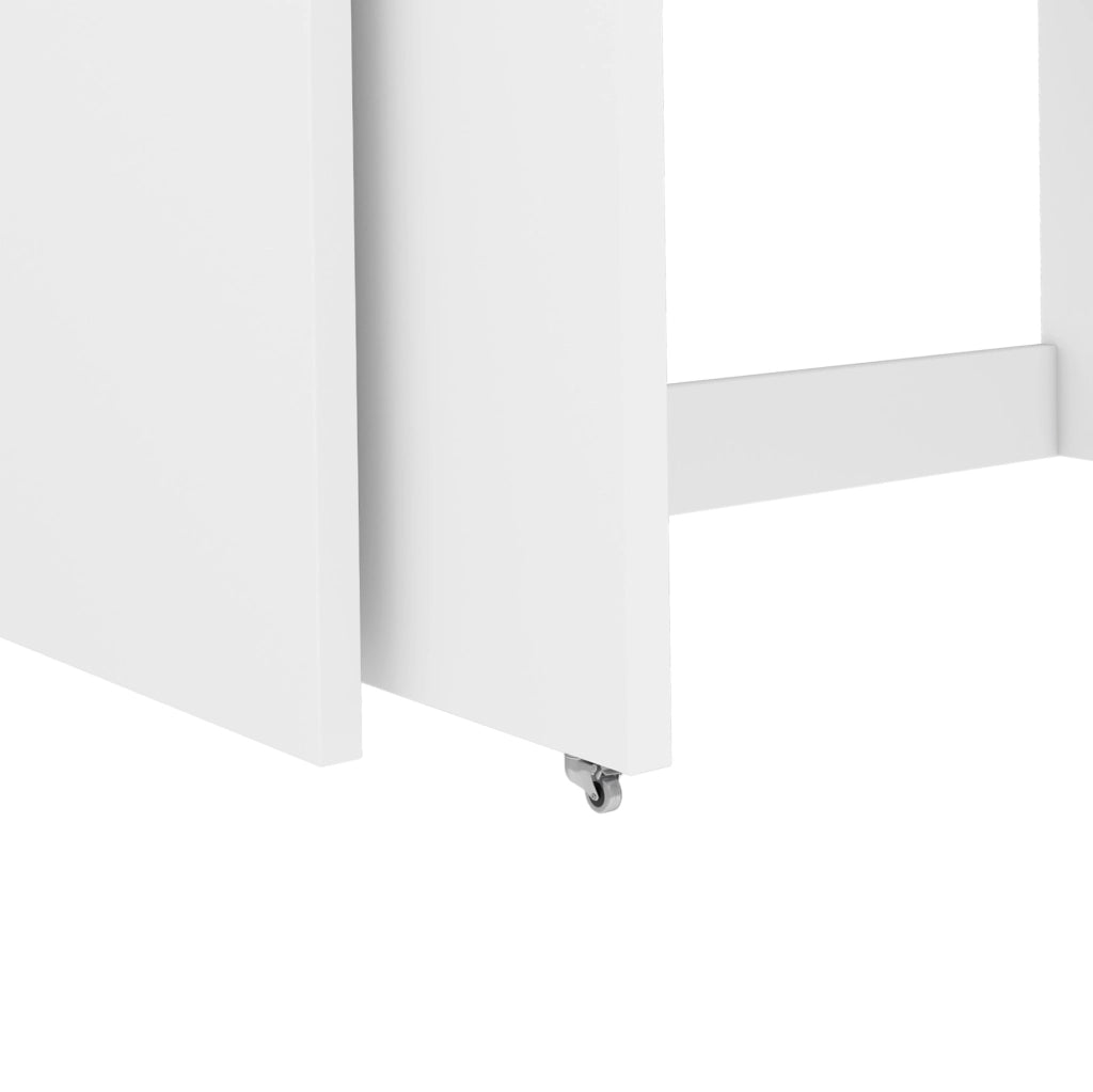 Scrivania pieghevole 110x40x78 cm 2-in-1 con ruote; truciolato bianco