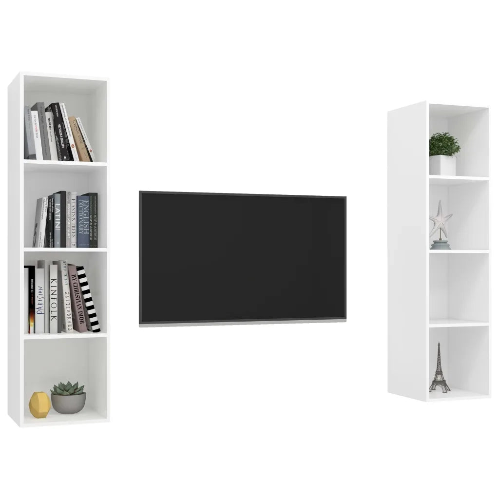 Mobile TV a Parete 2 pz-Set di 2 Mobile TV a Muro Bianco in Truciolato 385849