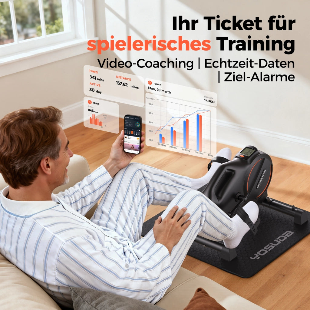 Pedaltrainer per Esercizi a Casa ¨C zephmum ¨C con Bande di Resistenza e Tappetino
