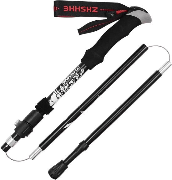 Staffa Opvouwabile 130 cm - Asta Telescopica - Peso Ultraleggero 260 g - Cintura Regolabile - Inclusa Tasca Porta - Puntino in Gomma - Staffa da Trekking