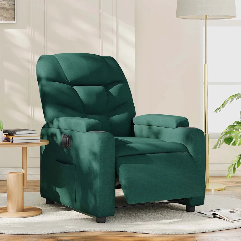 Poltrona Elettrica Reclinabile Verde Scuro in Tessuto 3204578
