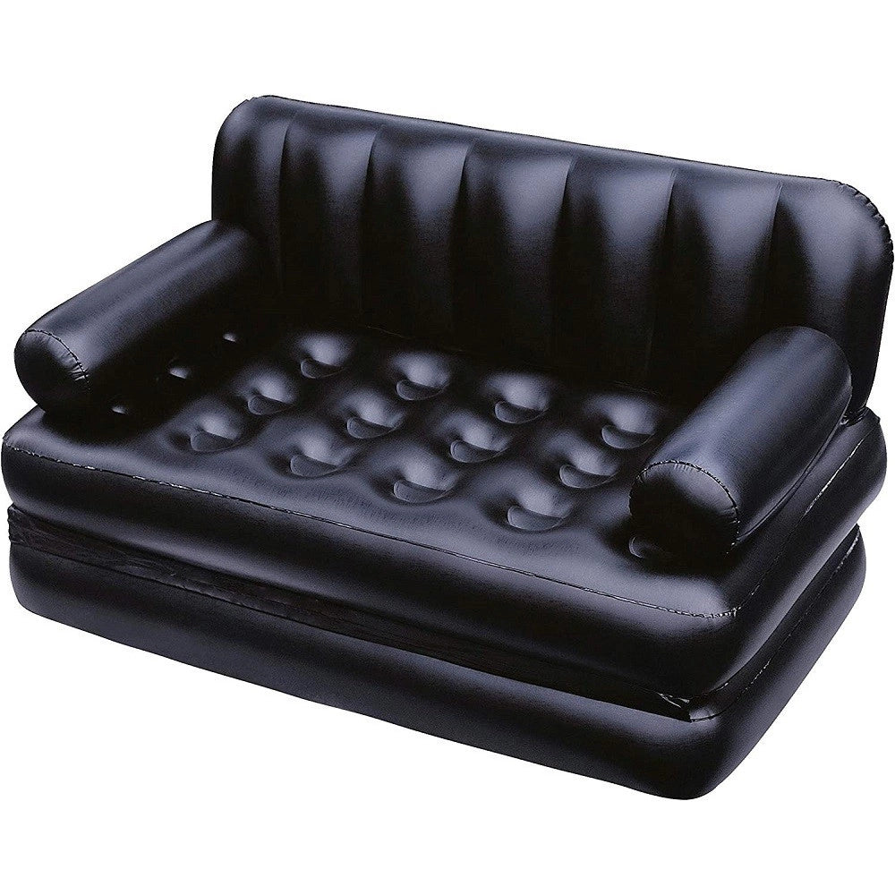 Trade Shop - Divano Multifunzione 188x152x64cm Nero Gonfiabile Pieghevole 5in1 Con Sacca 75054 -