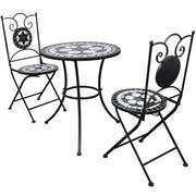 Set da Bistrot 3 pz in Piastrelle di Ceramica Nero e Bianco cod mxl 47034