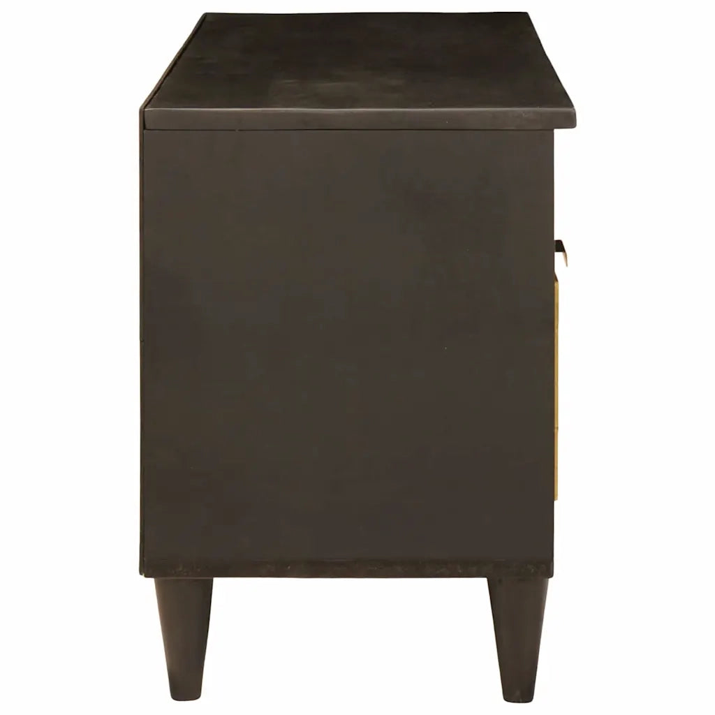 vidaXL Mobile TV Nero e Oro 100 x 33 x 46 cm legno massello di mango