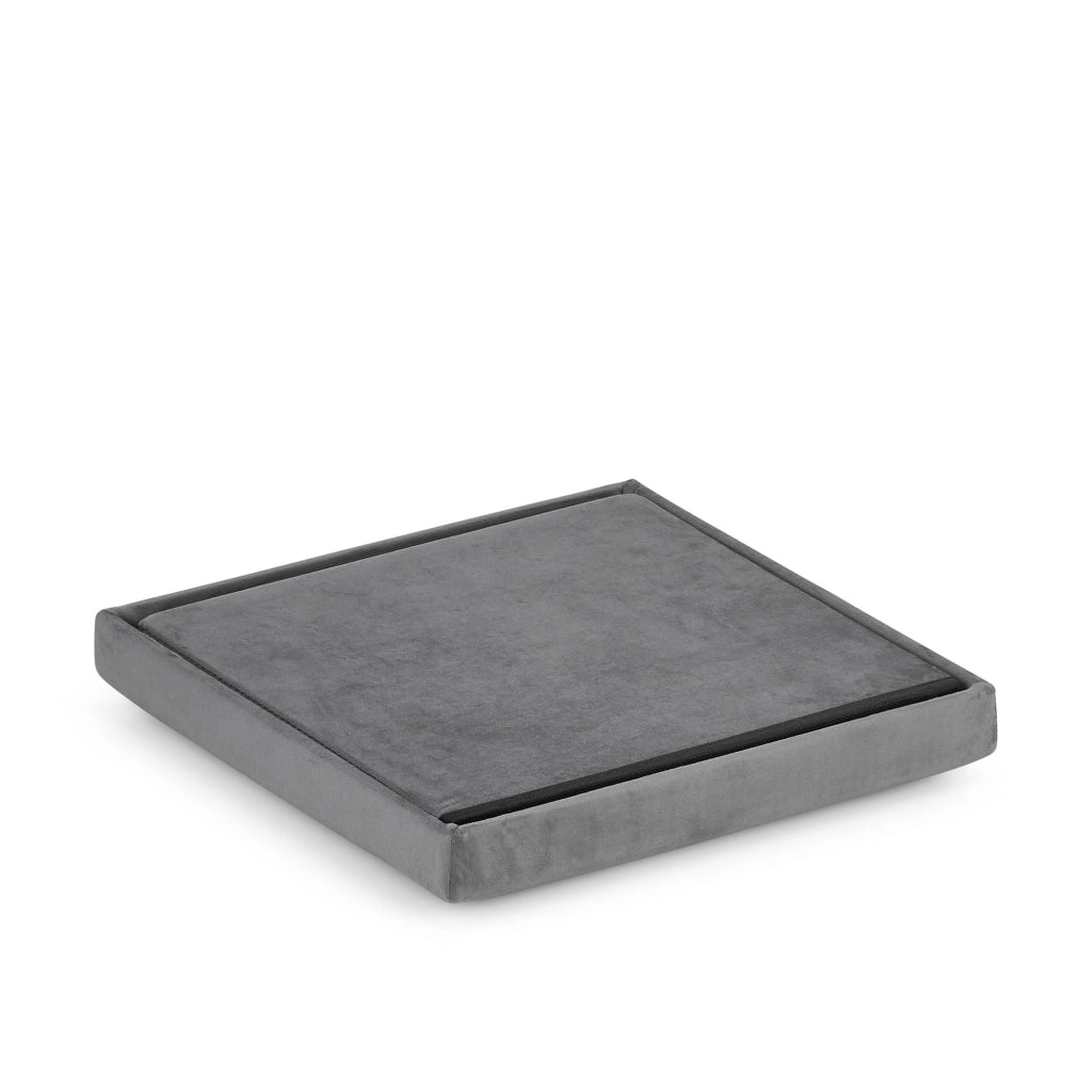 Pouf pieghevole VALORA con contenitore - Velluto grigio 30x30x30cm