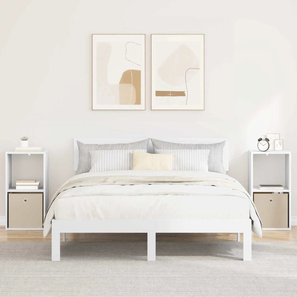Comodino 2 pcs Bianco 35 x 32 x 68,5 cm Legno multistrato