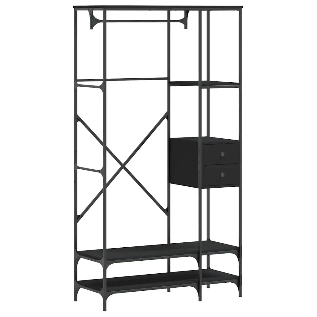 Appendiabiti con Scaffali Nero in Legno Multistrato CFW2899924