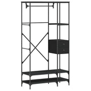 Appendiabiti con Scaffali Nero in Legno Multistrato CFW2899924