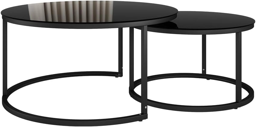 Set di tavolini Montreal, Nero lucido, 77 x 77 cm 2 parti, salvaspazio, pieghevole e combinabile in modo versatile